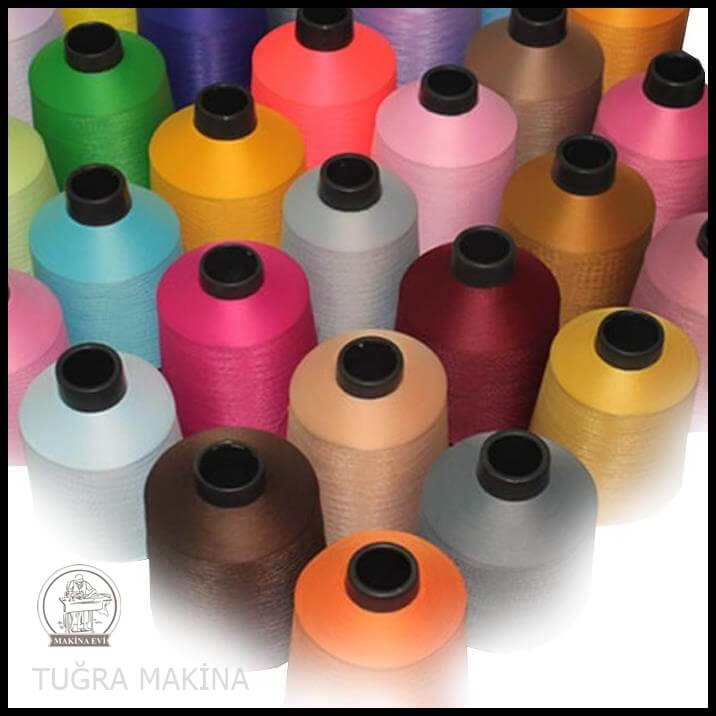 150 denye renkli polyester overlok ipliği 70000 metre yüzlerce çeşit renk seçenekleri ile muz-ip